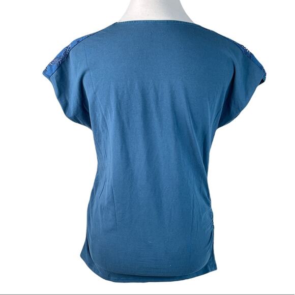 Flutter & Kick Maternity V Neck Short Sleeve Shirt Teal Size Medium - Picture 2 of 10